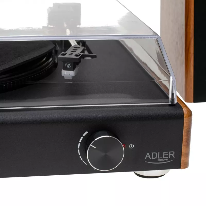 Belt-drive turntable Adler AD 1915 USB — ceramic platter, 45 RPM, DC motor, Bluetooth 5.4, USB output, 2×10 W speakers