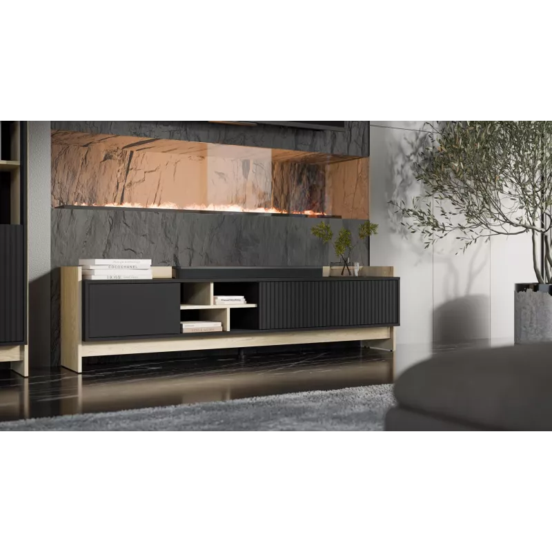 Cama RTV PORTO 3D cabinet 190x38x50 oak/black