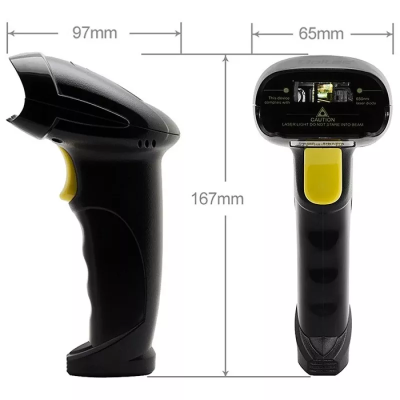 Qoltec 1D Laser Barcode Reader | USB | Black