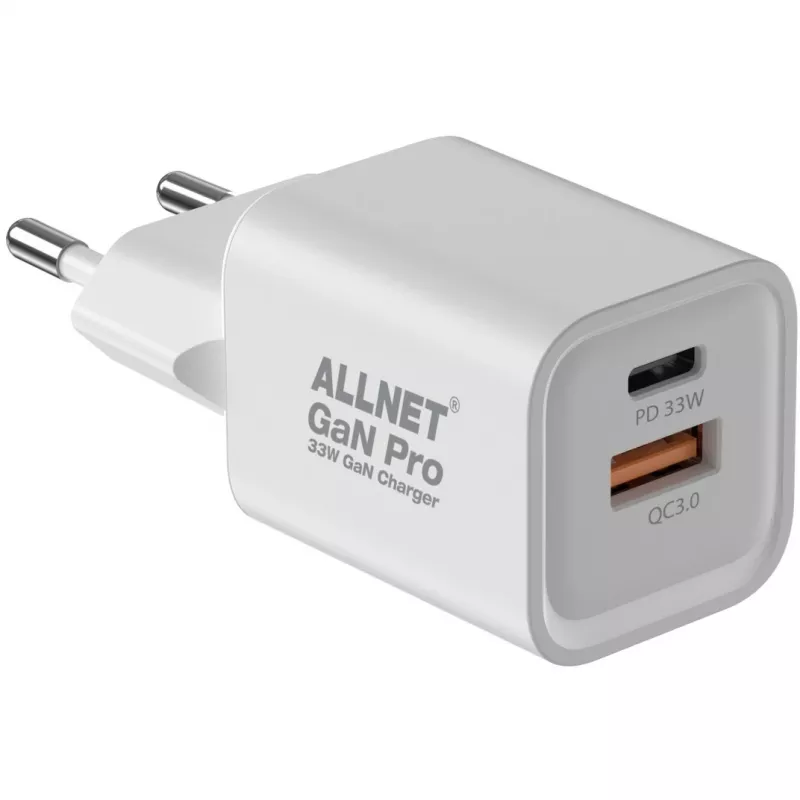 Power adapter ALLNET PSU-GaNPD-USB-1A1C-45W USB-C PD and USB-A QC 45W GaN charger