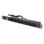 Extralink EXPDU7EU SW 19 inch 1U 7-Outlet EU Power Distribution Unit with Switch, 2m Cable, Black