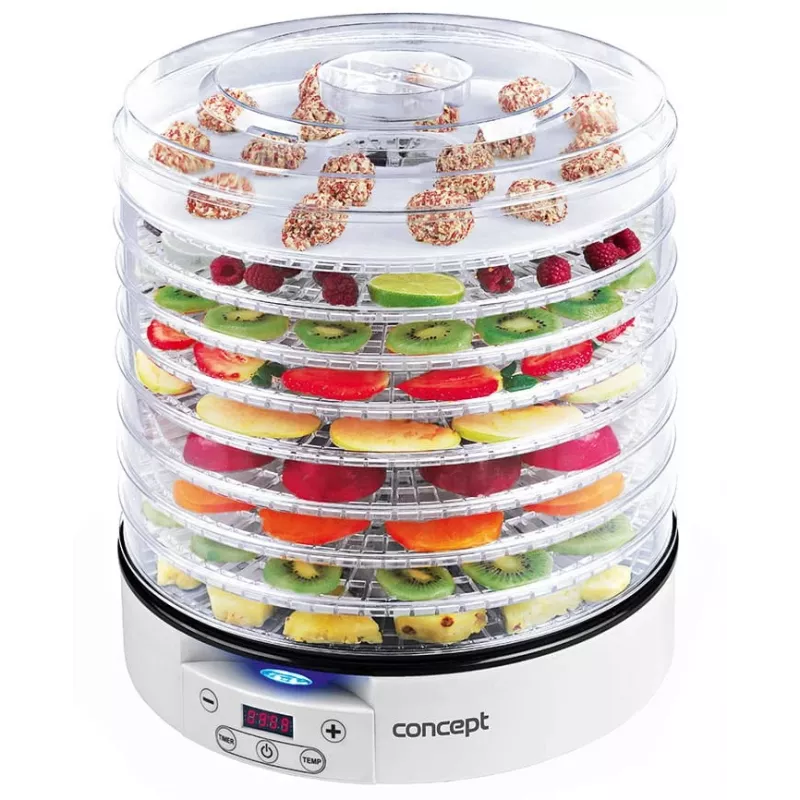 Food dehydrator Concept Solution SO2020, 500 W, LED display, silver, 220–240 V, 3.3 cm grate diameter