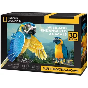 3D Puzzle cubicfun Blue-throated Macaws, 88 pieces, model 306-DS1097H