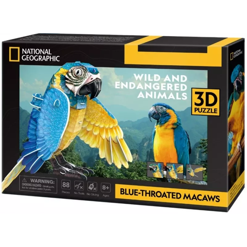 3D Puzzle cubicfun Blue-throated Macaws, 88 pieces, model 306-DS1097H