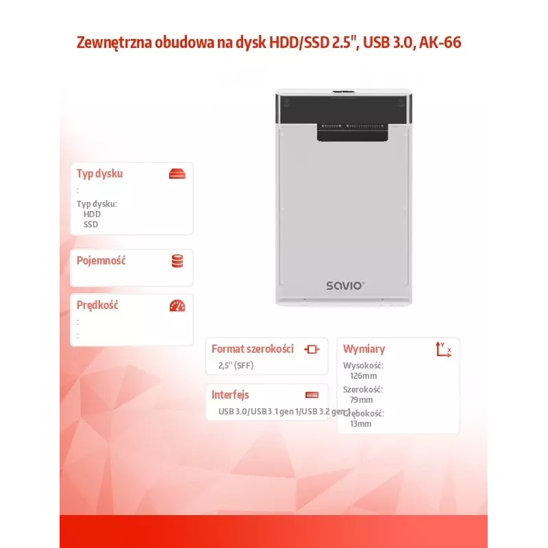 HDD/SSD enclosure Savio AK-66