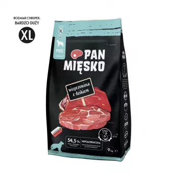 Dry dog food Pan Miesko Mr. Pork with Wild Boar XL — 9 kg, Adult Large & Giant Breeds, Protein 30%, Fat 21%