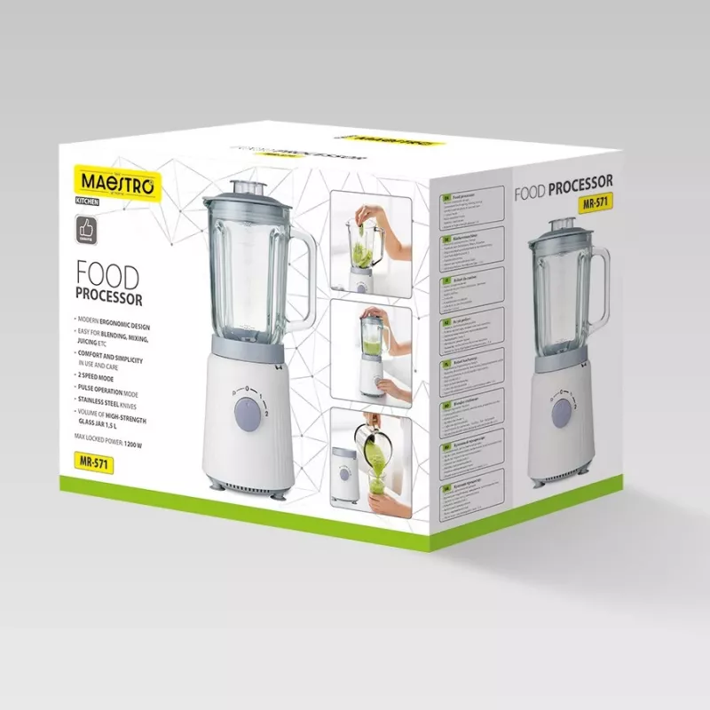 Food processor Maestro MR-571 1200W white/grey — multifunctional kitchen processor