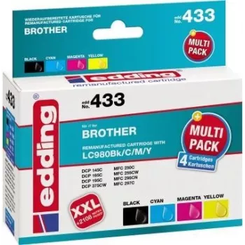 edding printer cartridges EDD-433 black, cyan, magenta, yellow compatible with brother LC-980BK/C/M/