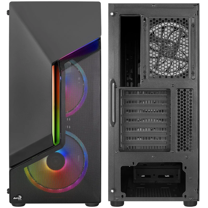 Aerocool Scape-G-BK-v2 Midi-Tower, Tempered Glass, FRGB - black