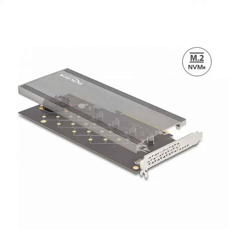 DeLOCK PCI Express 4.0 x16 Card to 4 x internal NVMe M.2 Key M with Heat Sink and Fan