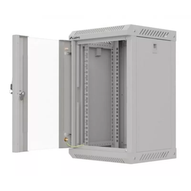 Lanberg WF11-3309-10S 9U Wall-Mount Rack Cabinet 10 inch 300x300 Grey Glass Door