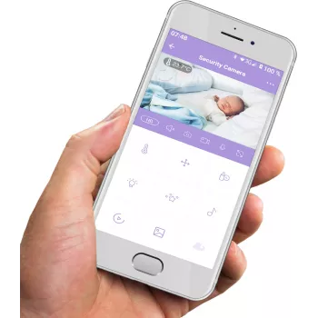 Indoor Wi‑Fi Panoramic Camera Olympia BC 2000 — 2 MP, 1080p, 330° horiz / 145° vert, 2.4 GHz, Android/iOS (Purple/White)