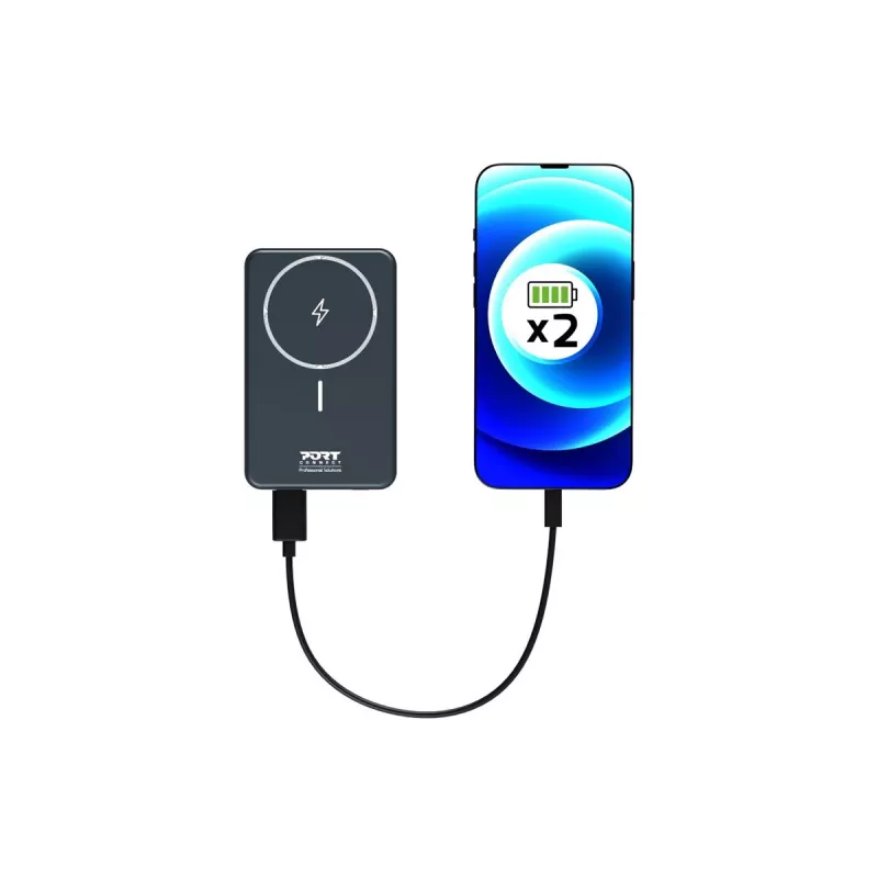 Power Bank Port Designs 907005 10000 mAh Wireless Charging Black