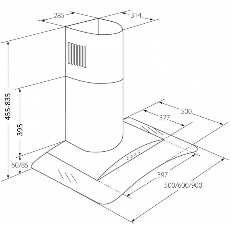 Chimney Hood Akpo WK-4 Largo Eco 60 Wall-mounted Black