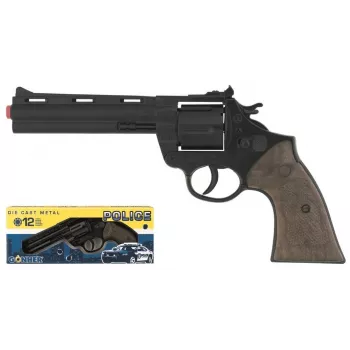Toy police revolver Pulio model 123/6 — metal, 12 cartridges