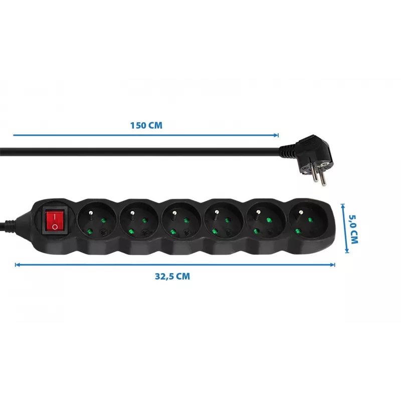 Esperanza ELK217K power extension 1.5 m 6 AC outlet(s) Indoor Black