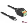 DeLOCK USB 2.0 Cable USB Type-C male to Terminal Block Adapter 15 cm