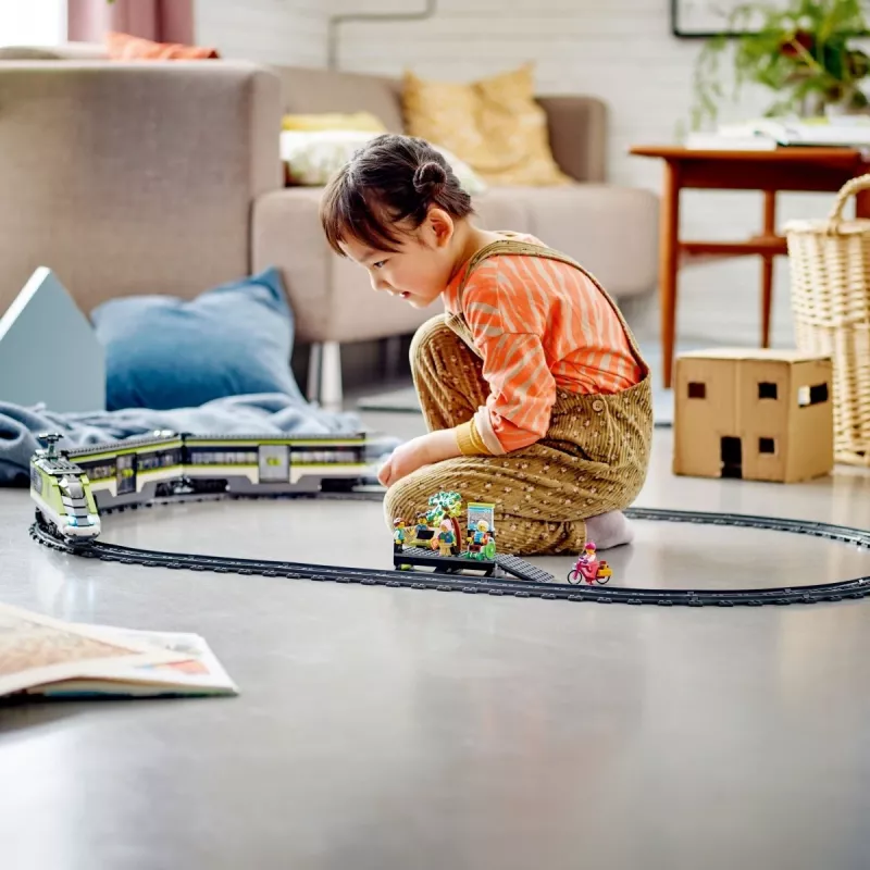 LEGO 60337 City Express Passenger Train Set Remote Controlled Toy Gifts for Kids Boys & Girls with Working Headlights 2 Coaches and 24 Track Piece