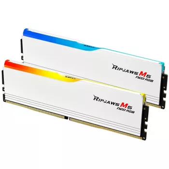 DIMM 64 GB DDR5-6000 (2x 32 GB) Dual-Kit, Memory White, F5-6000J2836G32GX2-RM5NRW, Ripjaws M5 Neo RGB, AMD EXPO