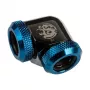 Adapter 90° BitsPower for 12mm AD Hardtube to 12mm AD Hardtube, glossy black/blue