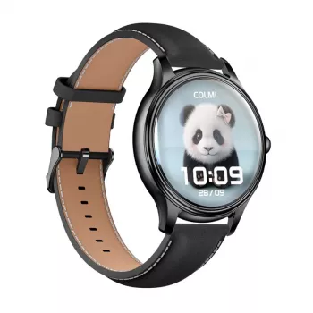 Smart watch Colmi L28 with black silicone and black leather straps