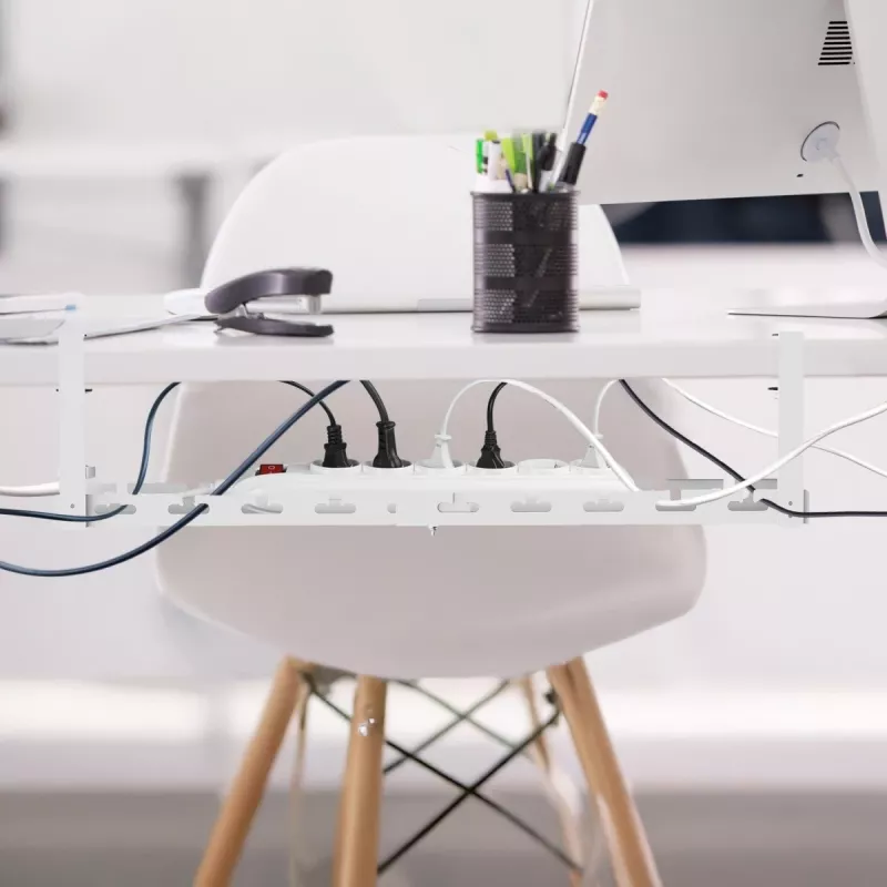 Maclean under-desk cable organizer, max. load 5kg, max. 728mm, white, MC-103 W