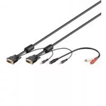 Wentronic SVGA Audio Cable - 3m - VGA (D-Sub) - VGA (D-Sub) - Black - Audio 3.5 mm (93969)