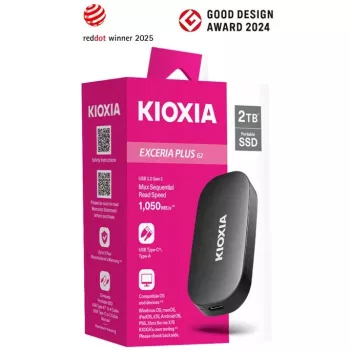 KIOXIA EXCERIA Plus G2 Portable 2TB / up to 1050MB/s Read 1000MB/s WriteMIL-STD Drop Tests 256 AES Encryption Photographers Content Creators and