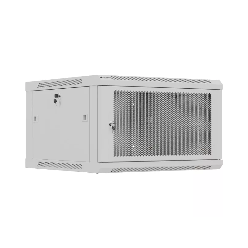 Lanberg WF01-6606-23S Wall-Mount Rack Cabinet 19 inch 6U 600x600 mm Grey Perforated Door (Flat Pack)
