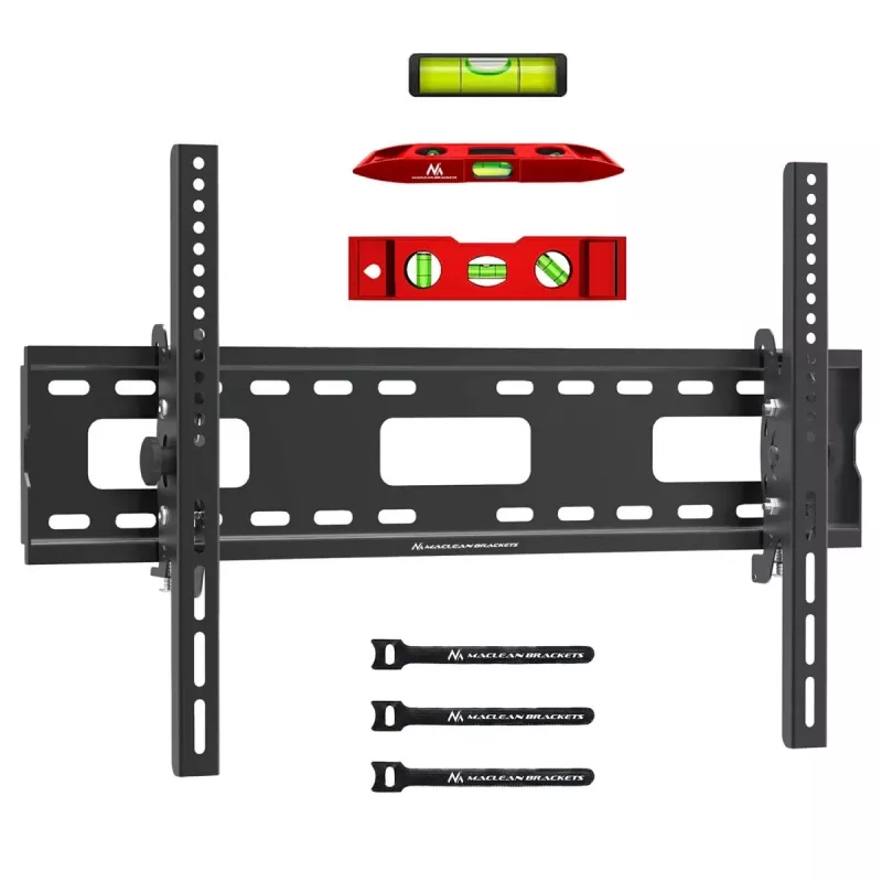 Maclean TV MC-421 Wall Mount Bracket 32 -90 VESA 600x400 80kg Tilting Universal Adjustable Spirit Level Accessories Flat Slim