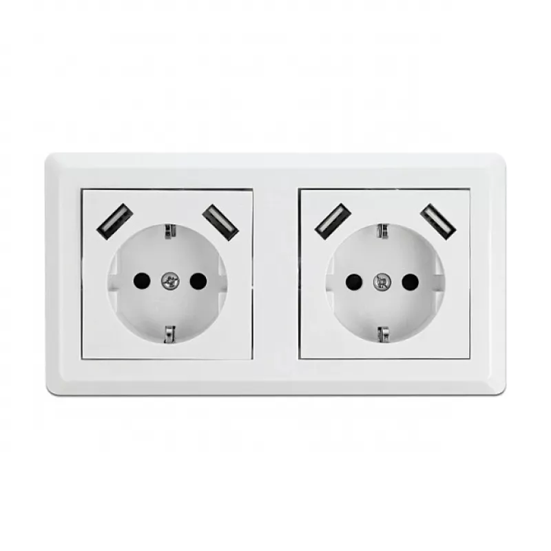 Wall Socket DeLOCK 2-Way with 4 USB Ports 2 x 2.8 A