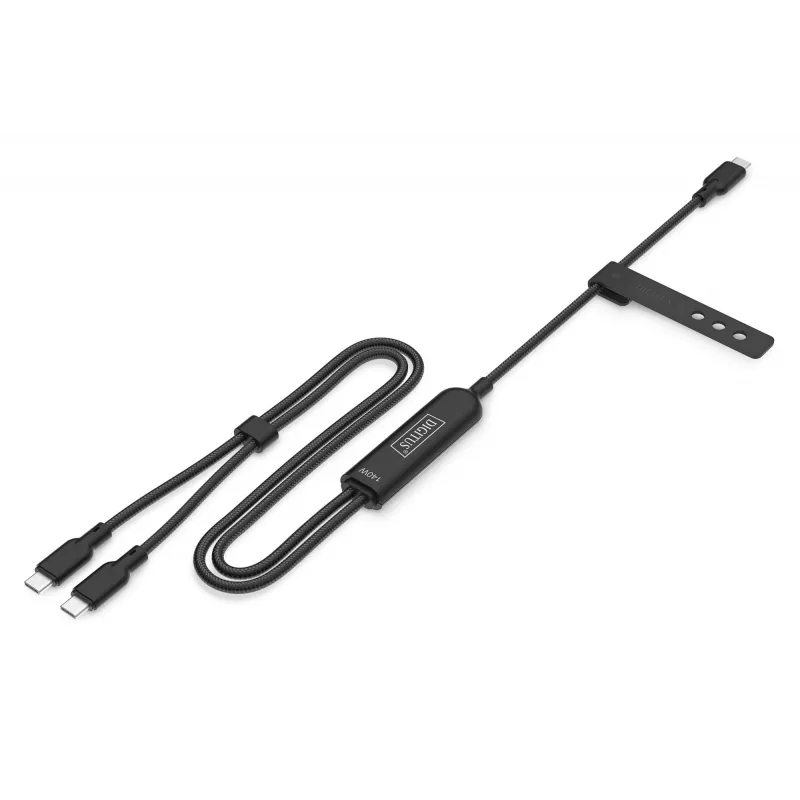 DIGITUS USB-C 2in1 charging cable 140W, USB-C to 2×USB-C, 1.8 m, USB 2.0, black