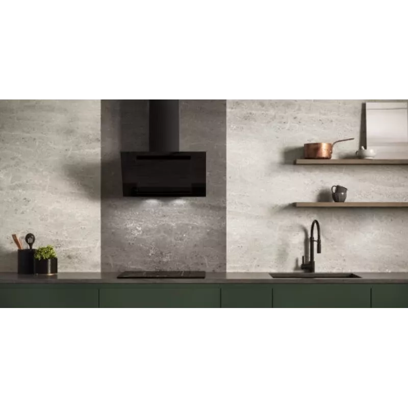 Vertical Eco Duo Glass Wall-mounted chimney hood Black