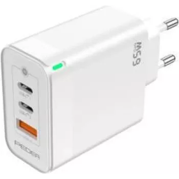 PEDEA Fast Charger„Triple“ 65W GaN USB-C PD USB-A White - Power Supply - USB Type C
