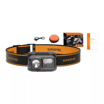 Headlamp Superfire HL23-S — 350 lm output, 2000 mAh rechargeable battery