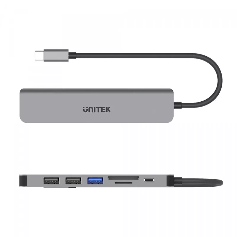 USB-C Hub Unitek 7in1 Aluminium PD 100W 5 Gbps — multiport adapter with Power Delivery