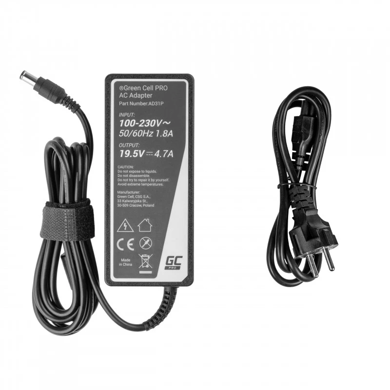 Power adapter Green Cell AD31P 90W Indoor AC-to-DC 19.5V 4.7A for Sony laptops, black
