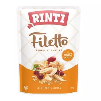Wet dog food RINTI Filetto Chicken fillet with hearts 100 g — complete single-portion wet food, 82% moisture, 14% protein