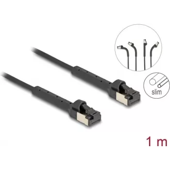 Network Cable DeLOCK RJ45 Slim Cat.6A U/FTP 1m Black