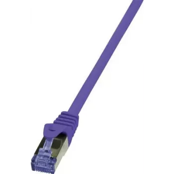 LogiLink CQ303VS RJ45 network cable, patch cable CAT 6a S/FTP 1.00 m purple flame retardant, halogen