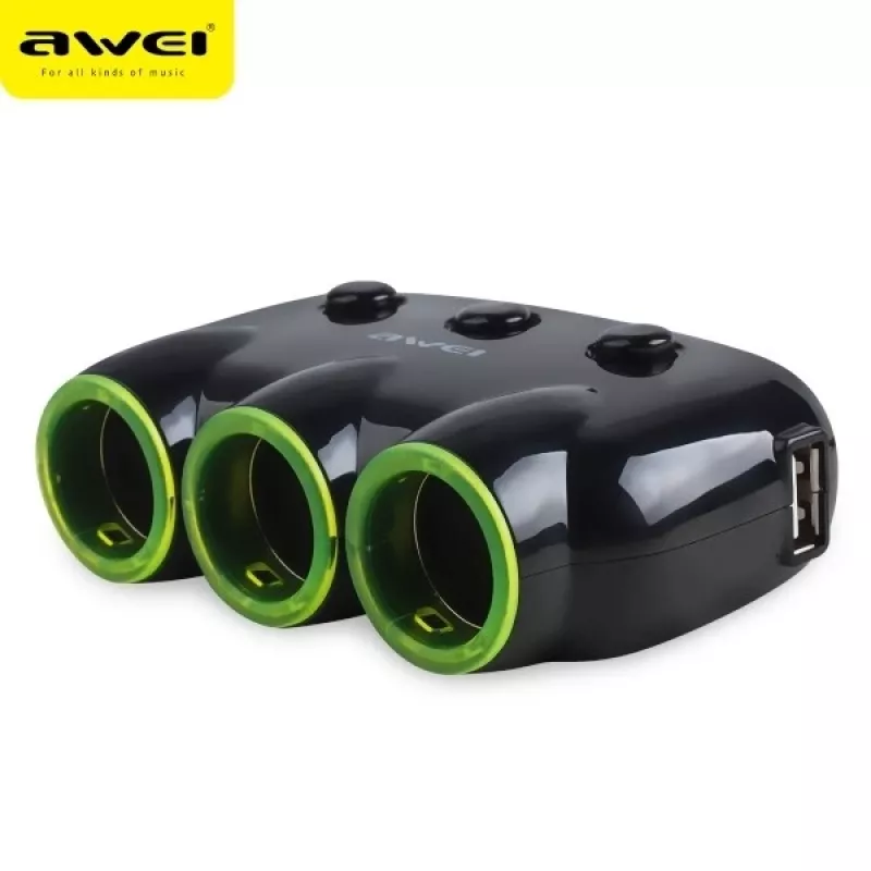 Car Cigarette Lighter Adapter Awei C-35 for 12V and 24V Power Outlets