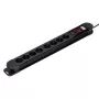 Power extension MACLEAN MCE11 — 8 AC outlets, 1.5 m cable, indoor, black, with on/off switch