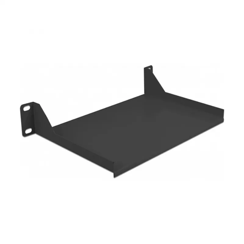 DeLOCK 10 inch 1U Rack Shelf - Black Steel, 254mm Depth, 10kg Load Capacity