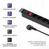 Qoltec 53996 Power strip for RACK 19 | 1U | 16A | PDU | 8xFRENCH | 2m