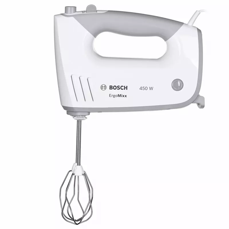 Hand mixer Bosch MFQ36480 – 450 W, 5-speed with turbo, grey/white, beaters and dough hooks
