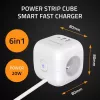Power Cube QOLTEC 52547 power strip 3×AC sockets, 2×USB-A, 1×USB-C PD 20W