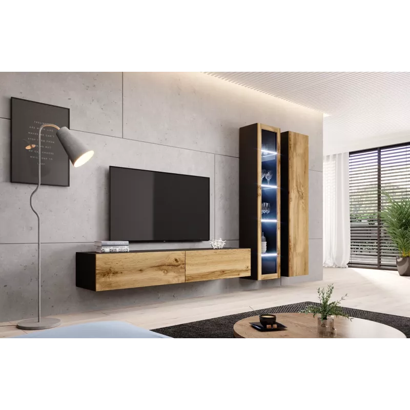 Cama TV Stand VIGO '180' 30/180/40 black/wotan oak