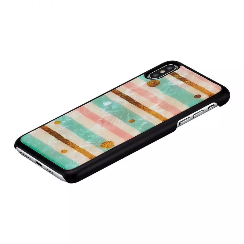 Protective smartphone case iKins for iPhone XS Max — Pop Mint Black, hard shell with raised edges