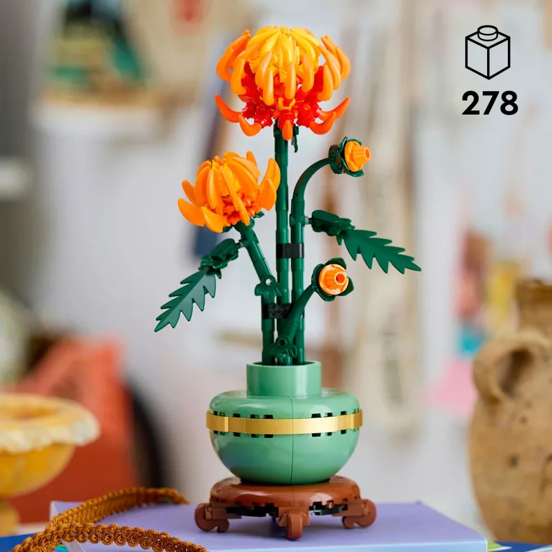 LEGO Icons Chrysanthemum Flower Building Set Creative Model Kit for Adults to Build Artificial Plant Gift for Women Men Her or Him Home Office De