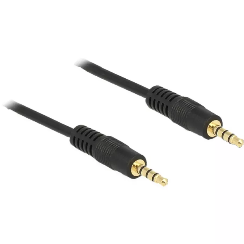 DeLOCK - Audio Cable - 28 AWG - Mini-Phone 3,5 mm, 4-pin (M) - Mini-Phone 3,5 mm, 4-pin (M) - 5,0m - Shielded - Black (83438)